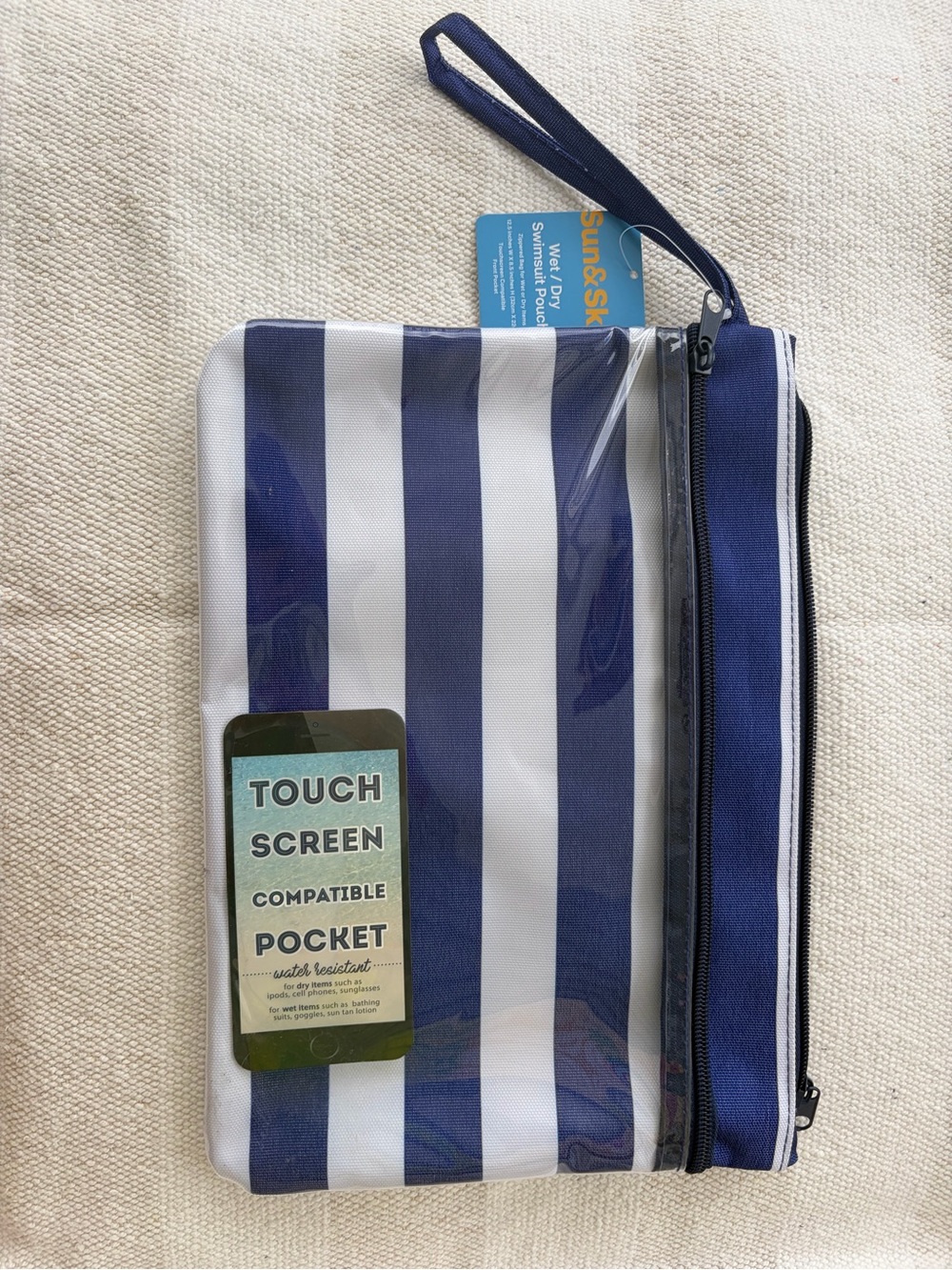 kate spade Navy and White Striped Wristlet Pouch
